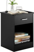 Black 2 Tier Nightstand with Drawer and Storage Cabinet Z419
