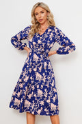 Floral Belted Tiered Midi Dress O33385