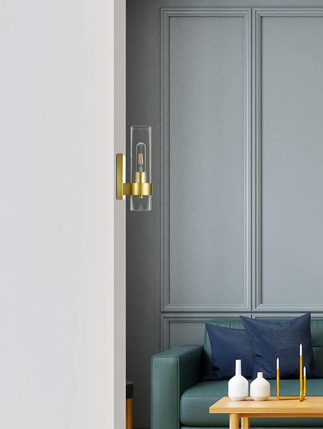 Clear Glass Brass Wall Sconce X798463