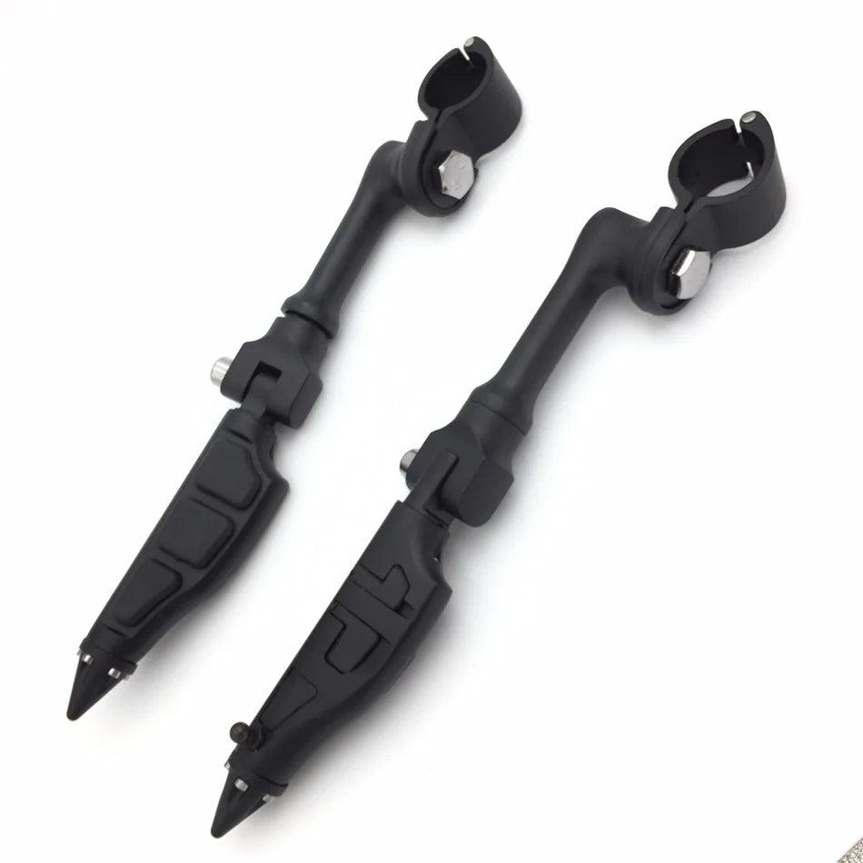 Black Angled Peg Mounting Kit with Stiletto Shape Foot Peg Footrest for 1.5" Front Engine Guard Frame Tube Q9361