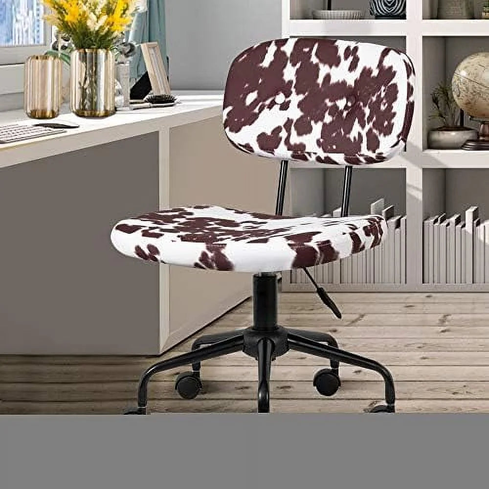 Plush Fabric Cow Print Swivel Office Chair J343