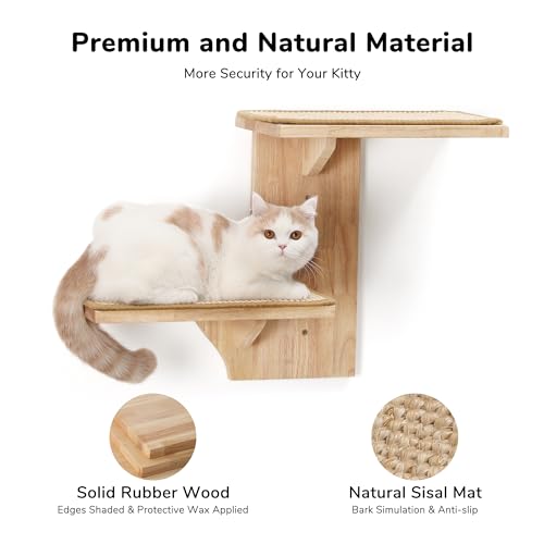 Cat Wall Shelves, 2 Platform Tree Shape Wall-Mounted Floating Shelf with Sisal Mat X135