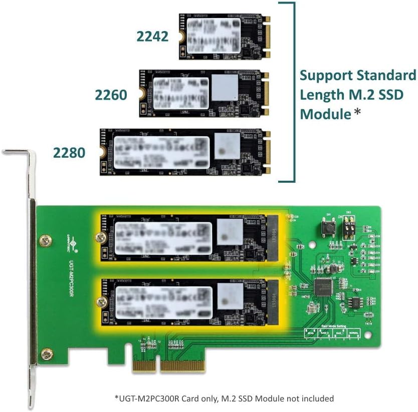 Dual M.2 SSD RAID PCIe x4 Host Card W2449