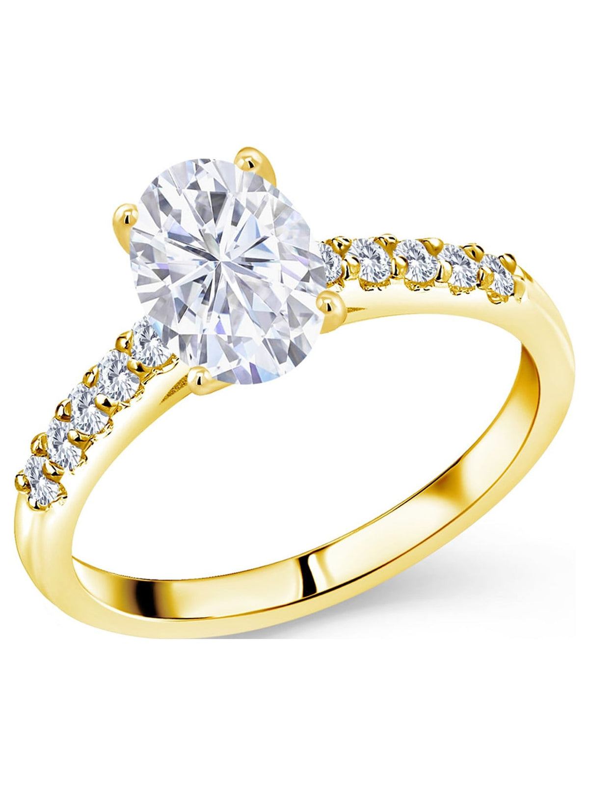 10K Yellow Gold Lab Grown Diamond Ring Set with Oval Moissanite (2.30 Cttw) D45047