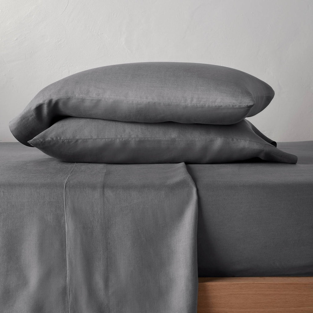 California King 100% Washed Hemp Solid Sheet Set Dark Gray X35504