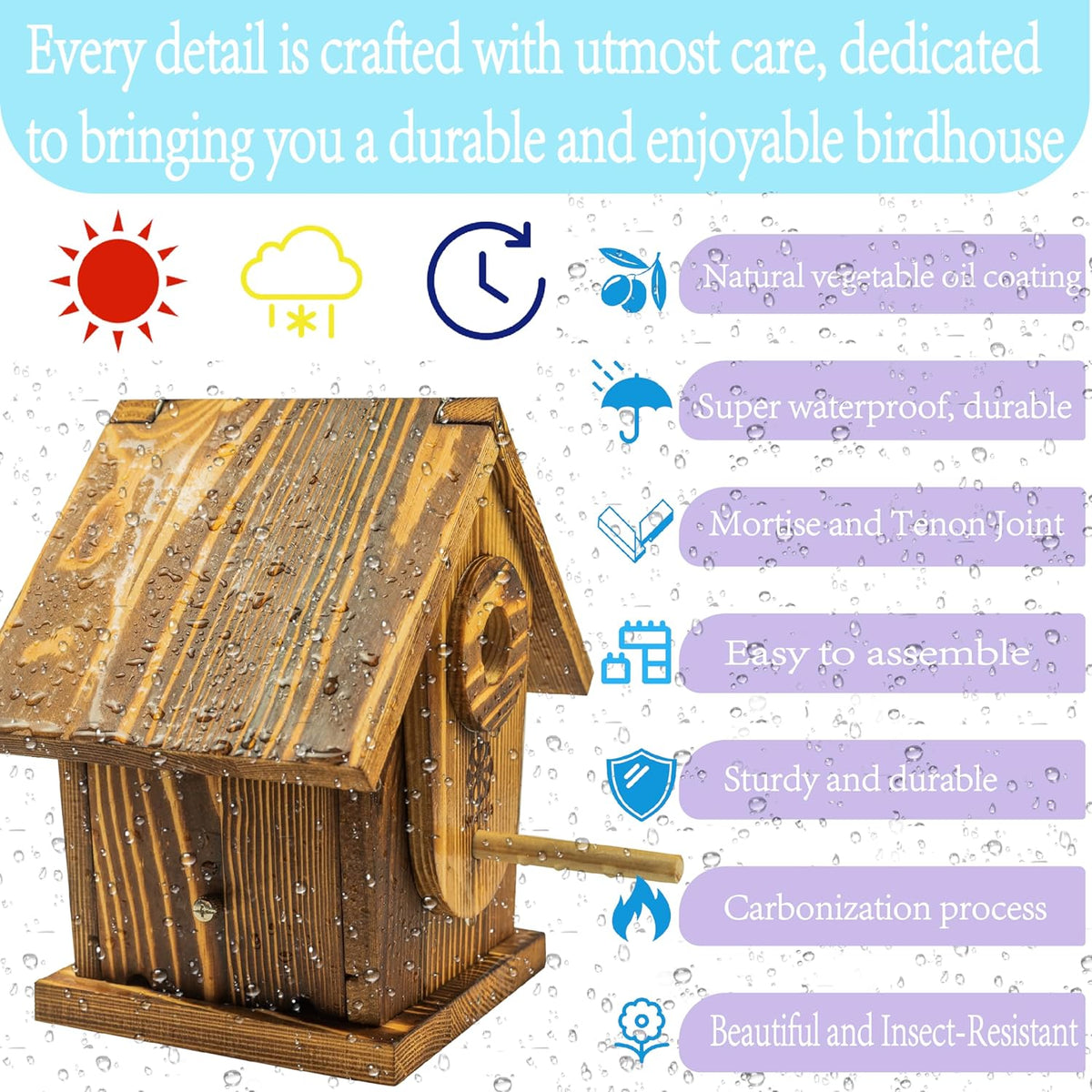 Carbonized Solid Wood Bird House DIY Kit P6202