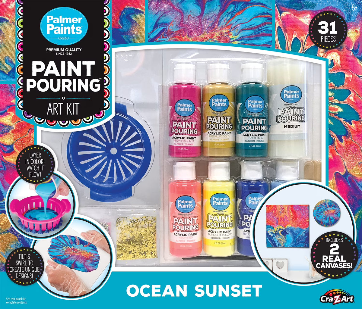 Ocean Sunset Acrylic Paint Pouring Art Activity Kit M3792