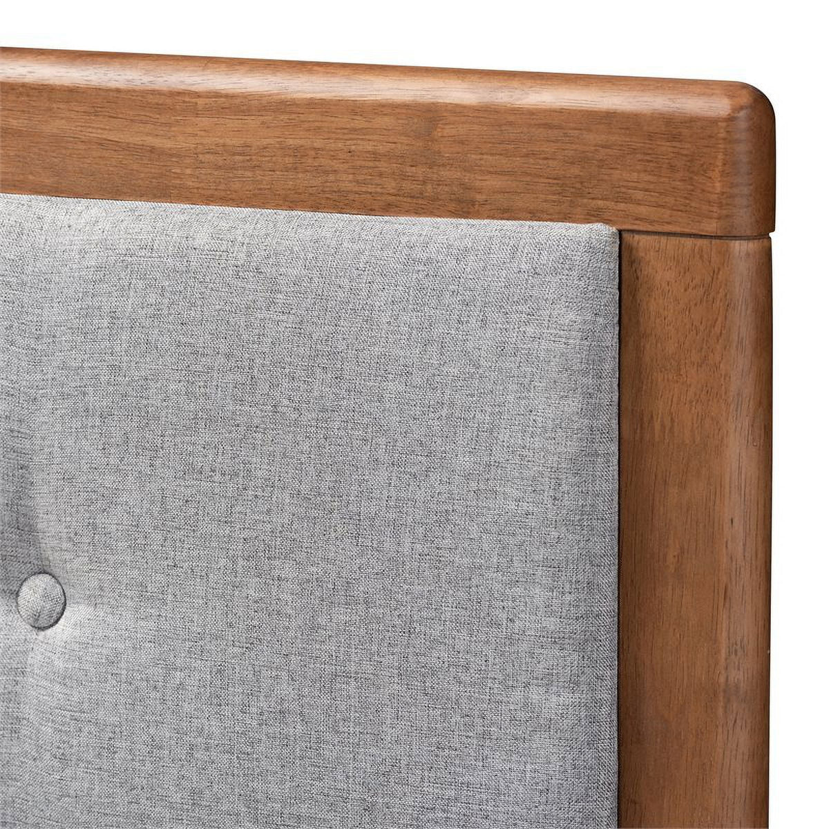 Mid-Century Wood and Fabric King Platform Bed W489173