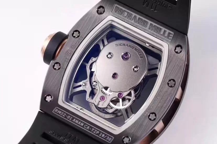 Skull Black Dial Black Bezel Black Rubber Strap Tourbillon R358