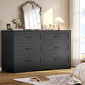 Black 6 Drawer Wood Dresser C531