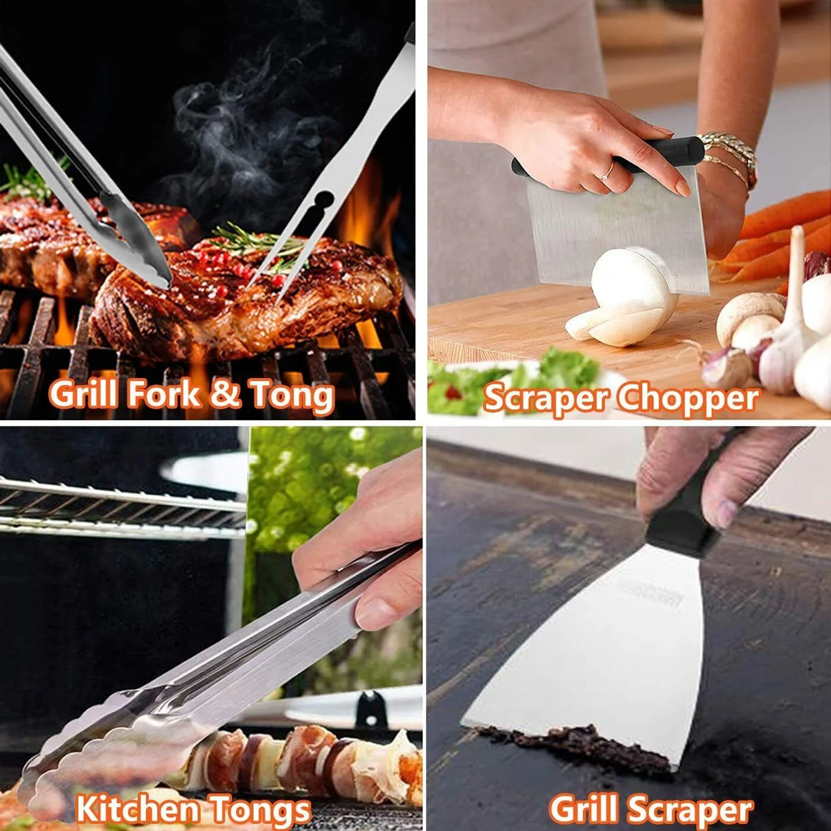 38 Pc Stainless Steel Griddle Accessories Kit with Carry Bag U21786