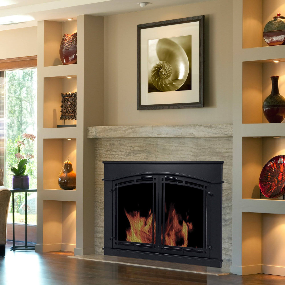Black Fireplace Glass Door T228
