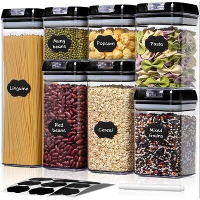 Black 7 Piece Kitchen Canister Set V1004