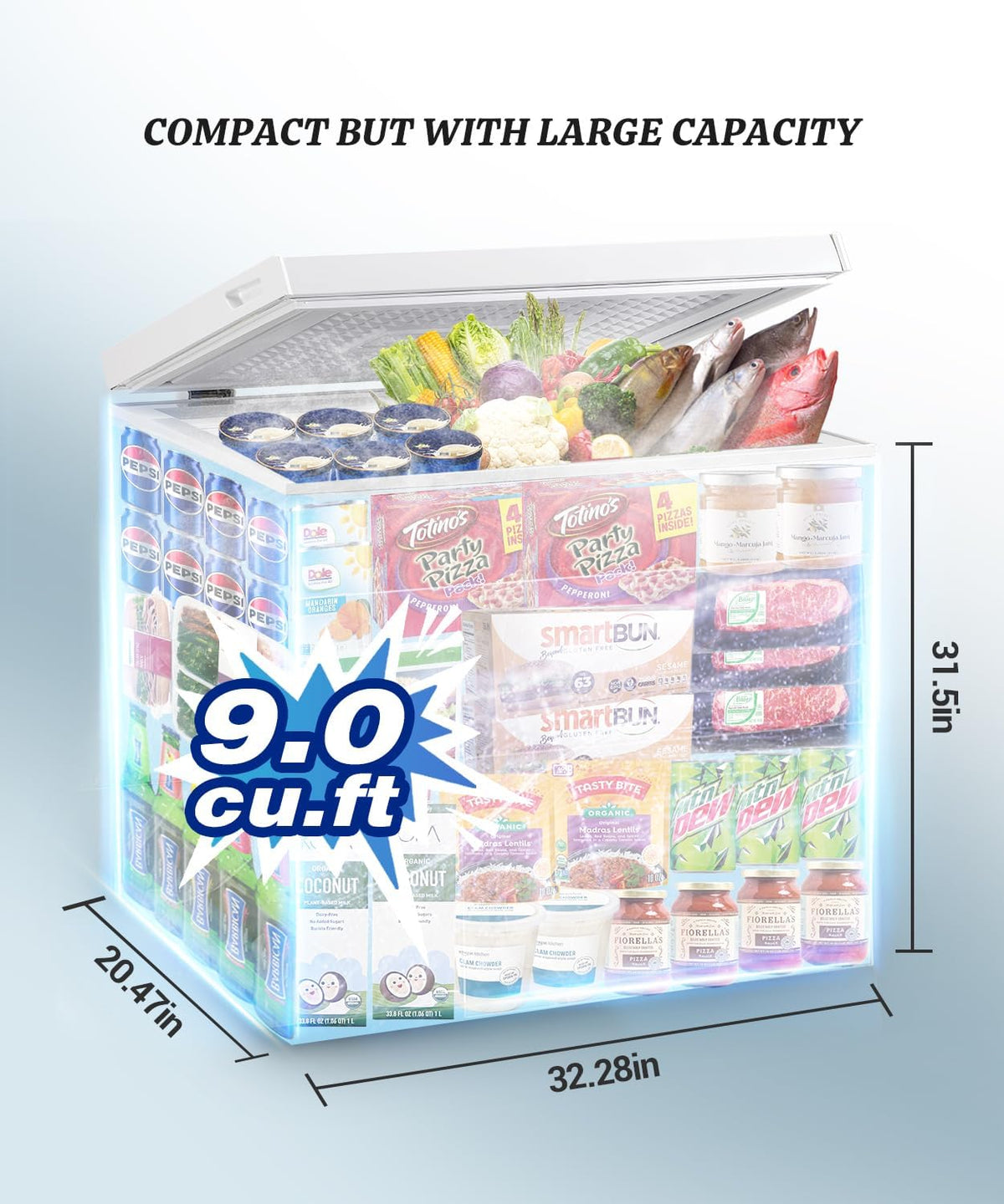 White 9.0 cu.ft Chest Freezer with Removable Basket F955991