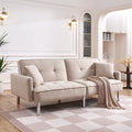 Beige Velvet Tufted Convertible Sofa Sleeper U427