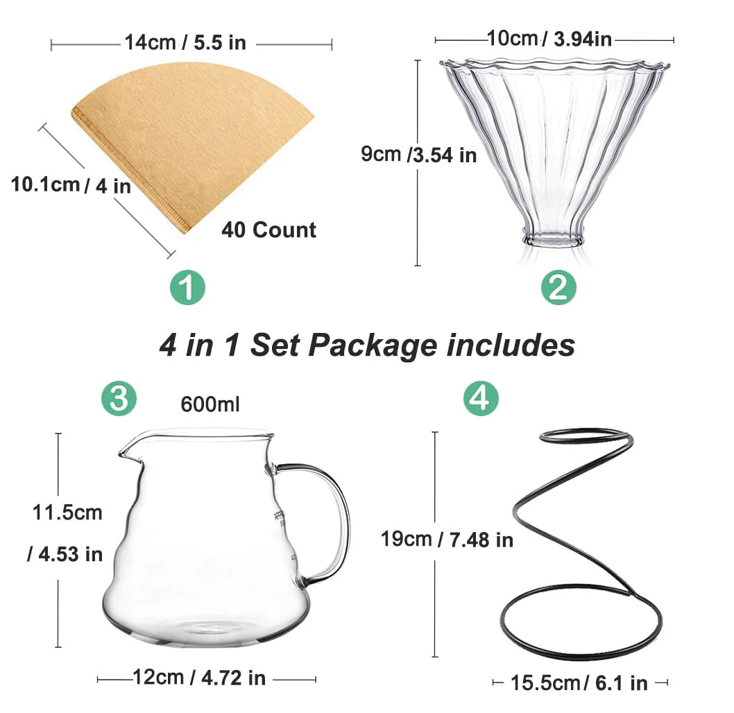 Pour Over Coffee Maker Set 4 in 1 H140958