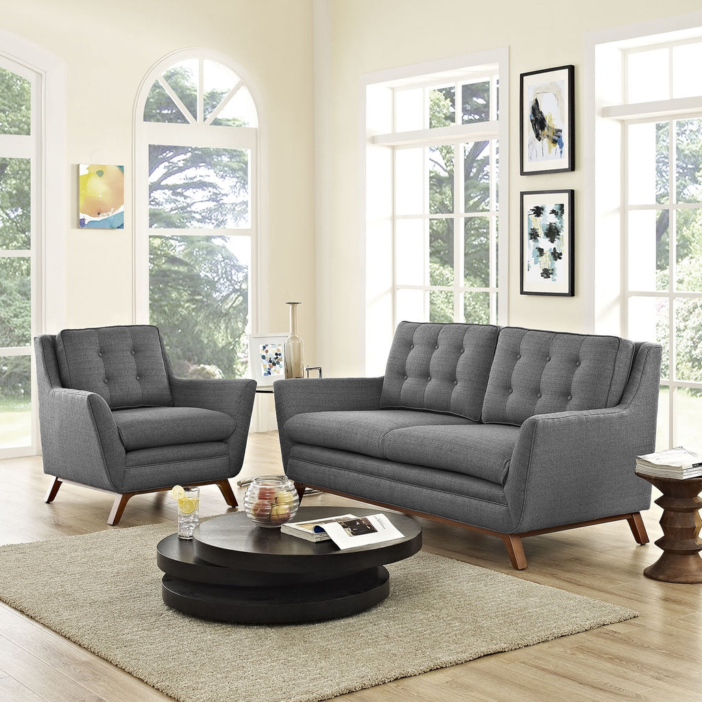 Grey Fabric Sofa Set of Two D501