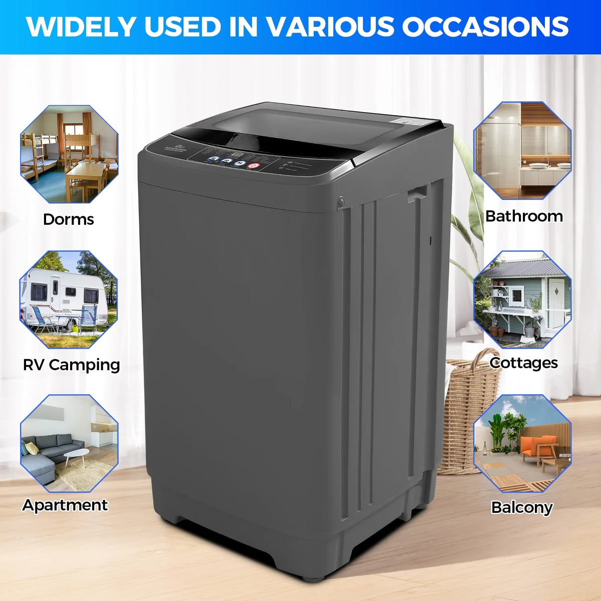 17.8lb Full Automatic Washing Machine with Drain Pump A924