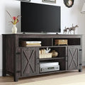 Farmhouse Barn Door TV Stand for 65 Inch TV Dark Rustic Oak I634232