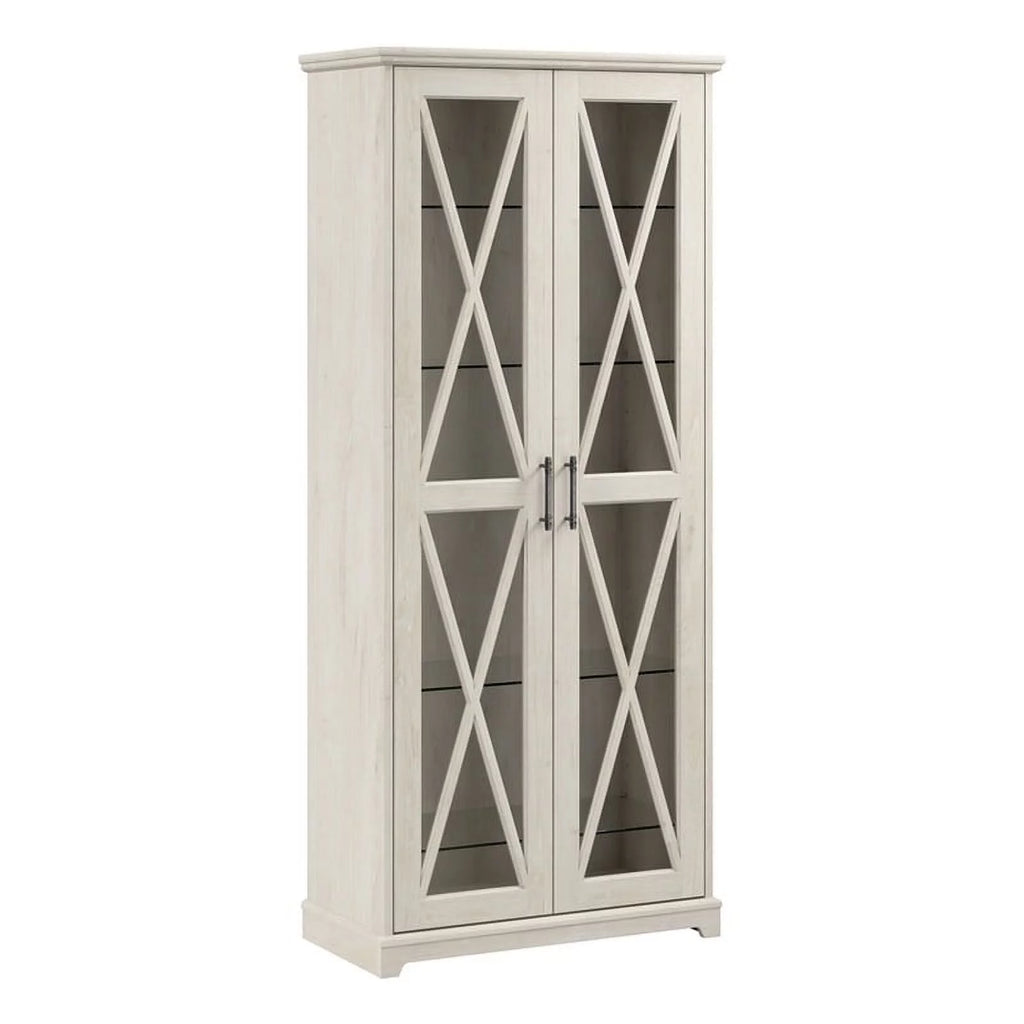 Linen White Oak Curio Cabinet with Glass Doors A238012