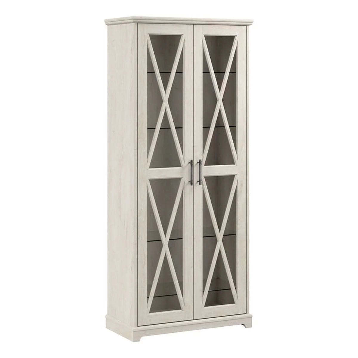 Linen White Oak Curio Cabinet with Glass Doors A238012