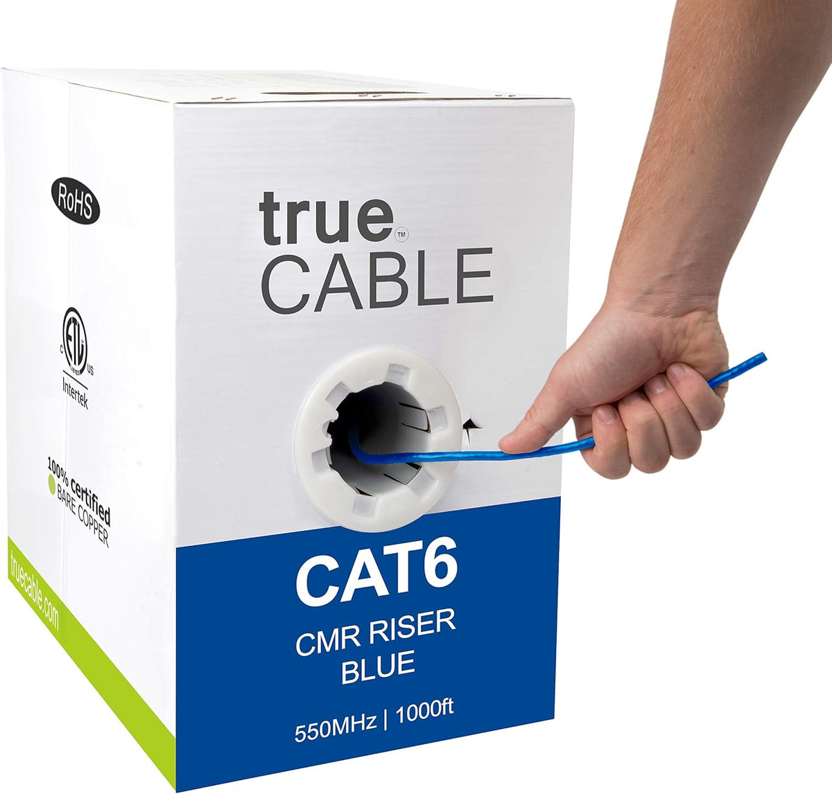 Cat6 Riser 1000ft Green 23AWG Bare Copper UTP Bulk Ethernet Cable I468
