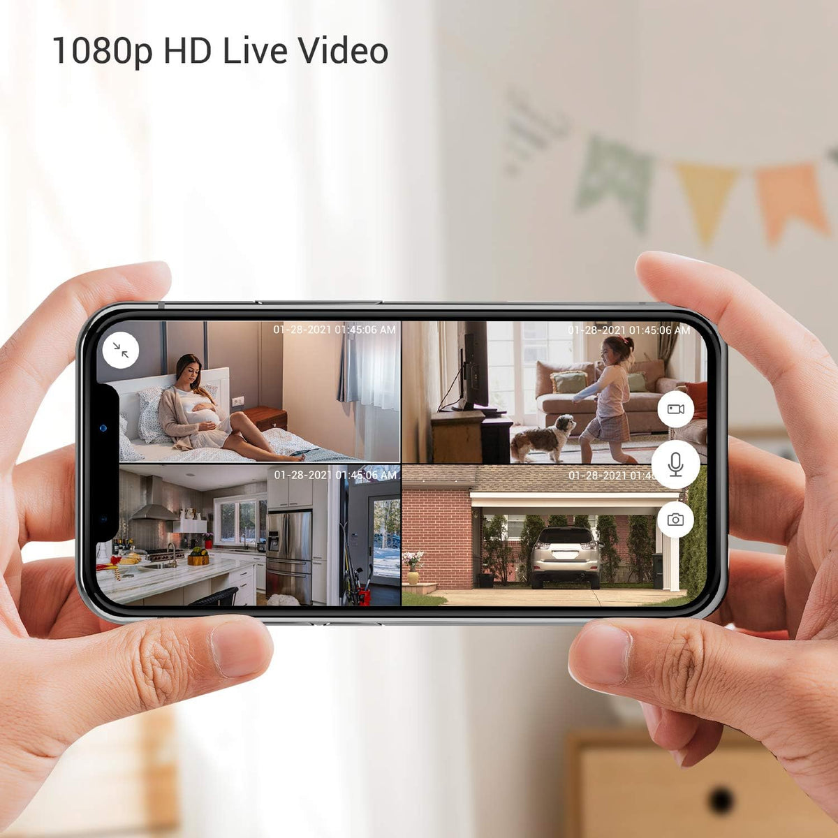1080p Full HD Wifi Outdoor Security Cameras with Night Vision, IP 66 Weatherproof, 4 Pack T487816