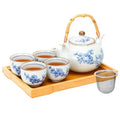 Blue and White Porcelain Tea Set with Teapot and Tea Cup Set for 4 B319285