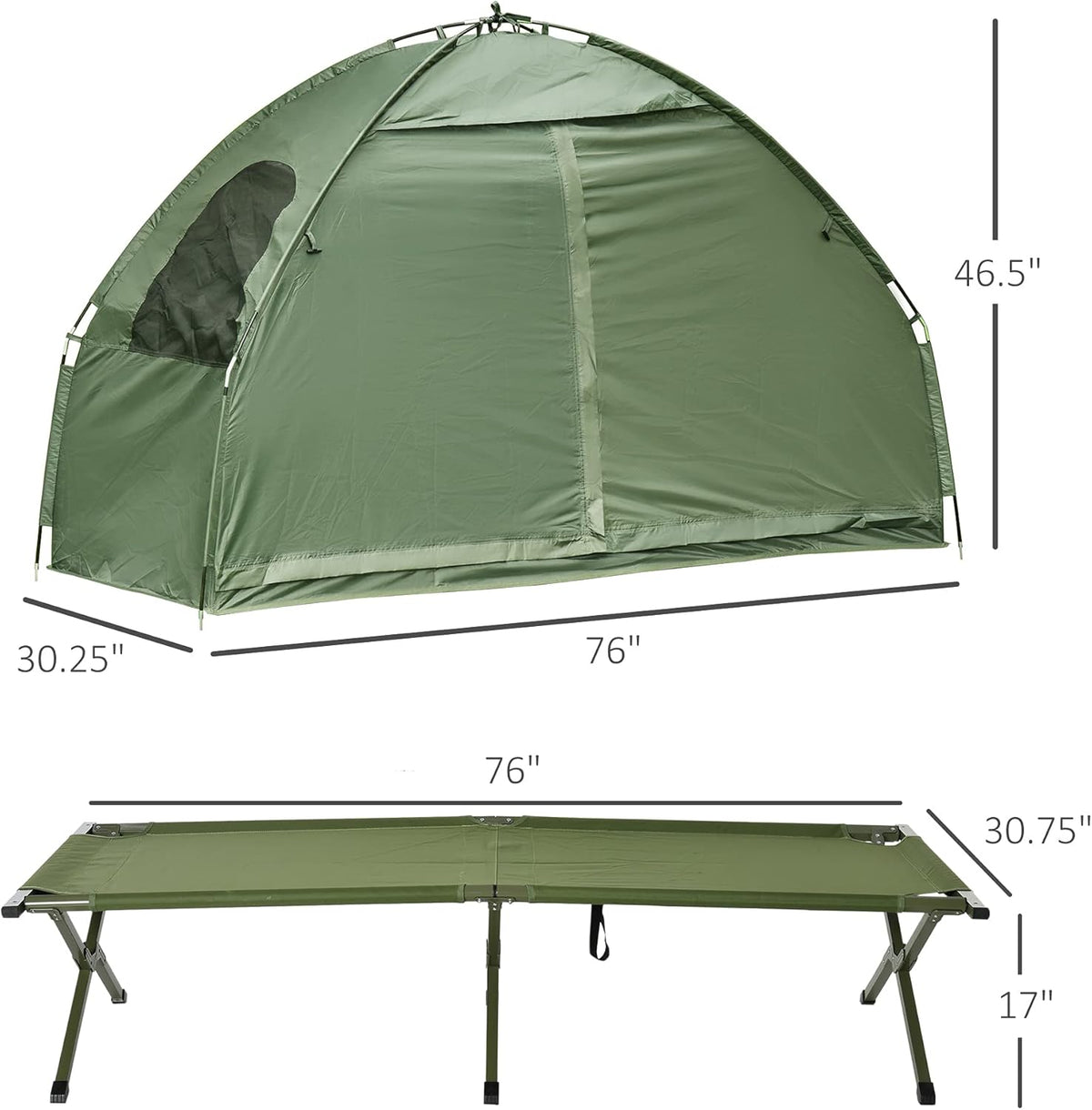 Compact Pop Up Folding Camping Cot Tent Combo Set J407094