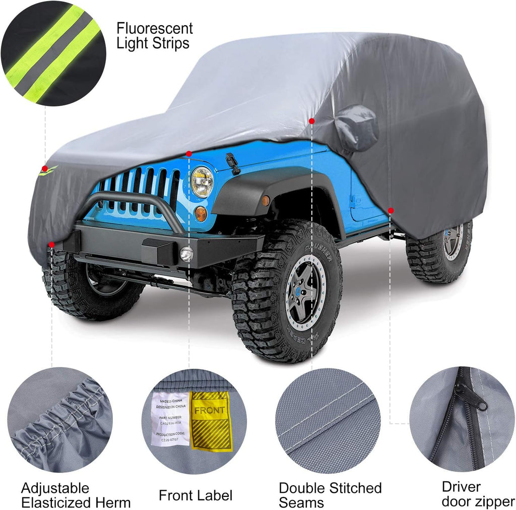 Waterproof 2 Door Car Cover with Windproof Straps C729