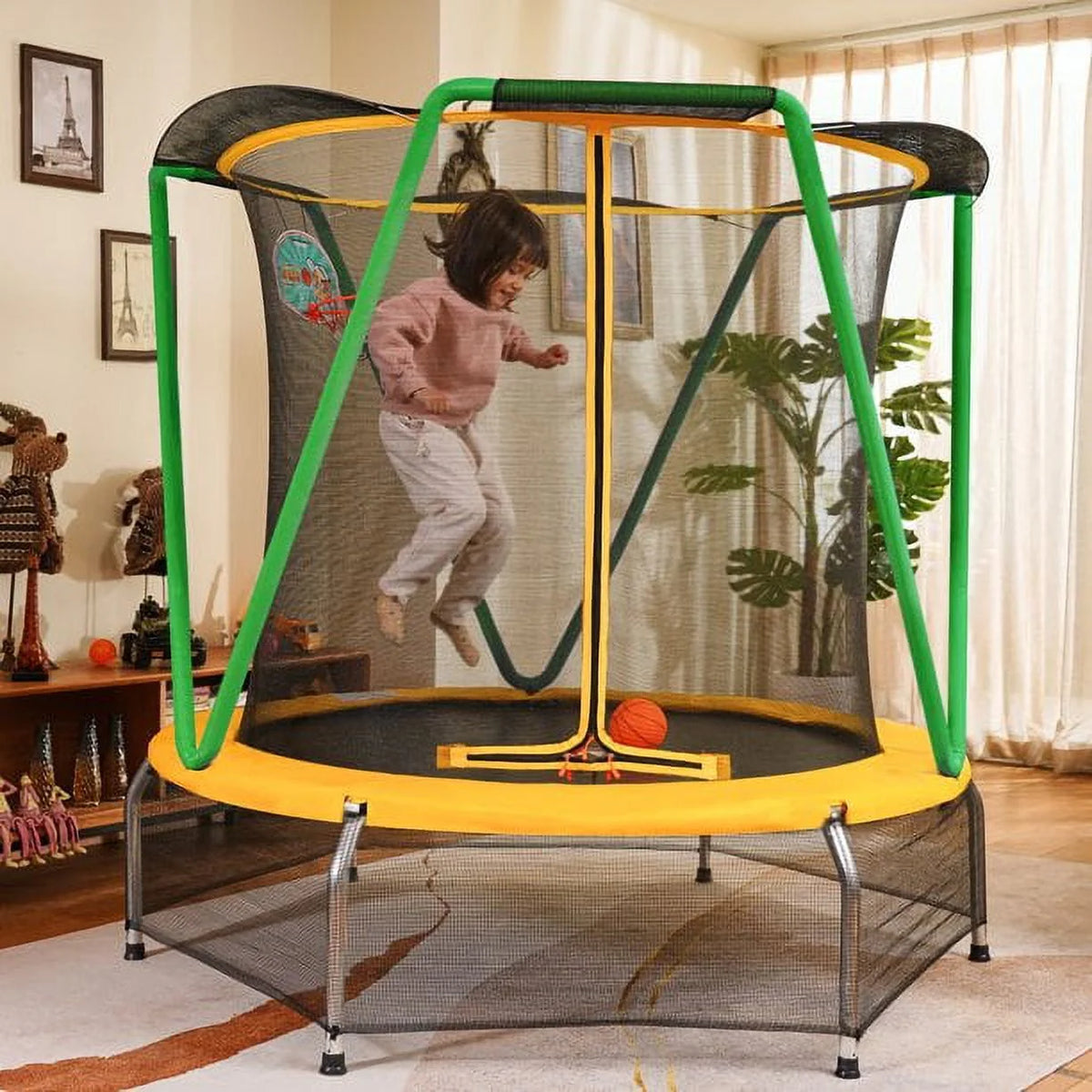 Small No-Gap Trampoline with Basketball Hoop I351