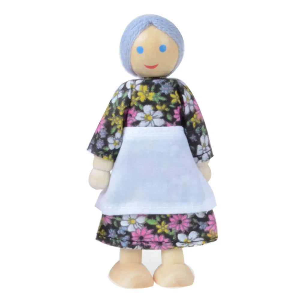 7 People Wooden Dolls House Family Miniature Toy S961