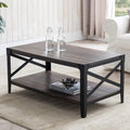 Industrial Entertainment Center with Electric Fireplace, Dark Rustic Oak O532226
