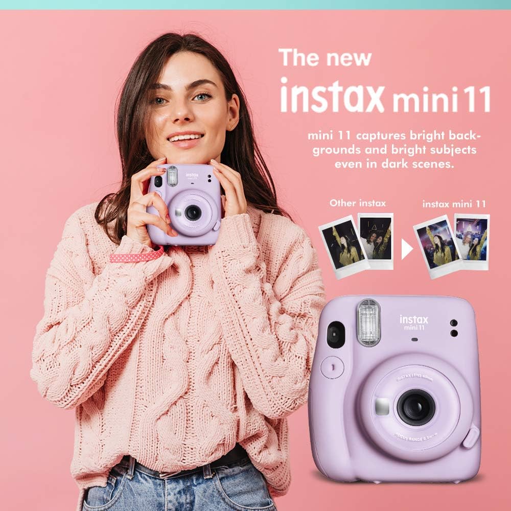 Lilac Purple Instant Film Camera with Twin Film 40 Exposures and Accessory Case A762035