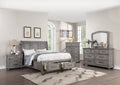 Grey 4pc King Size Bedroom Furniture Set with Dresser Mirror Nightstand D97999