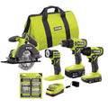 18V Cordless 4-Tool Combo Kit with Batteries, Charger, and 50-Piece Driving Kit E191