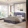 Full Size Upholstered Platform Bed Frame with LED Light Headboard L746