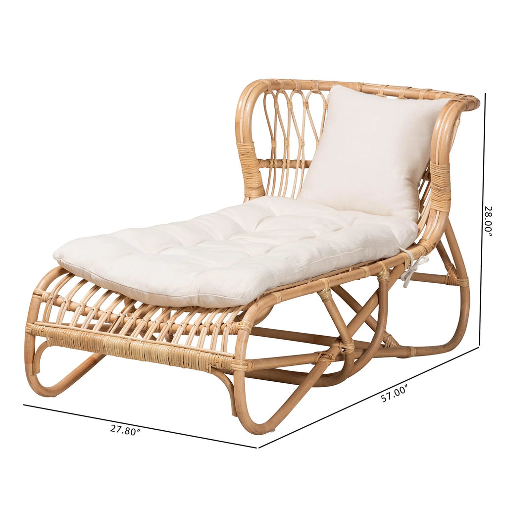Natural Brown Rattan Chaise S966073