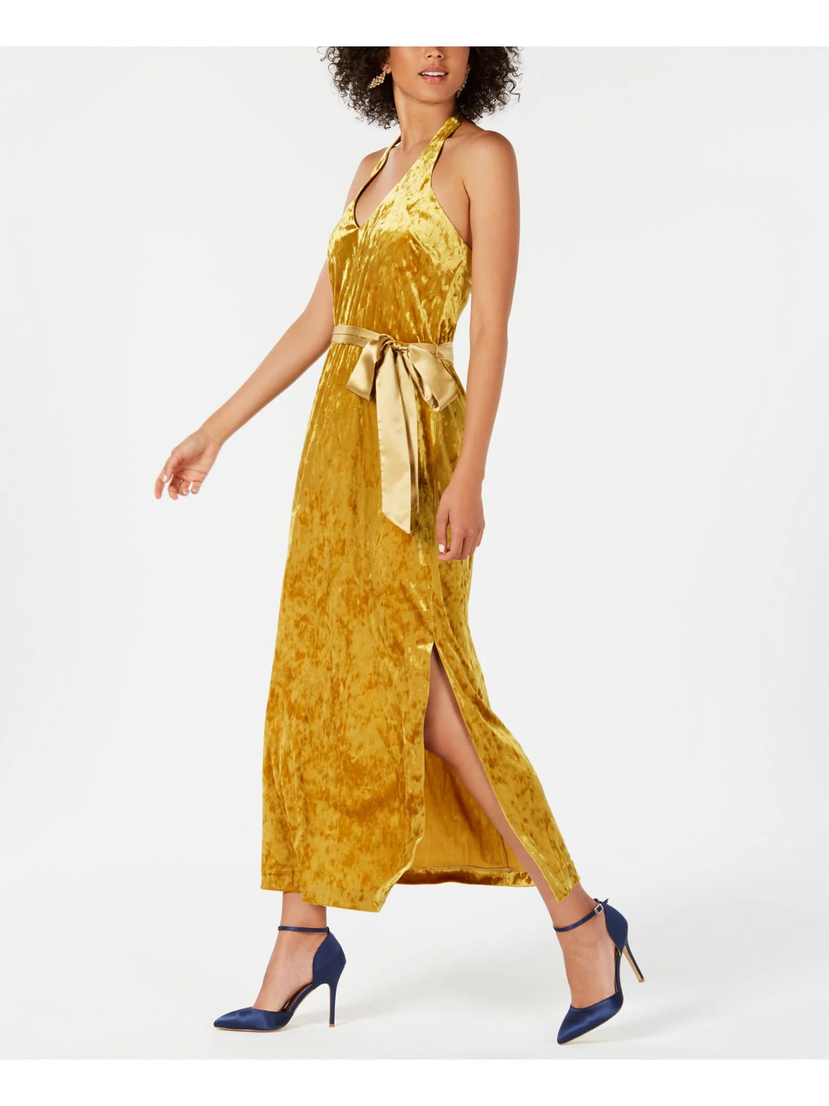Sleeveless Halter Maxi Evening Dress I799