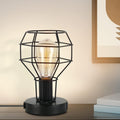 Black Industrial Table Lamp with USB Ports and AC Outlet J589