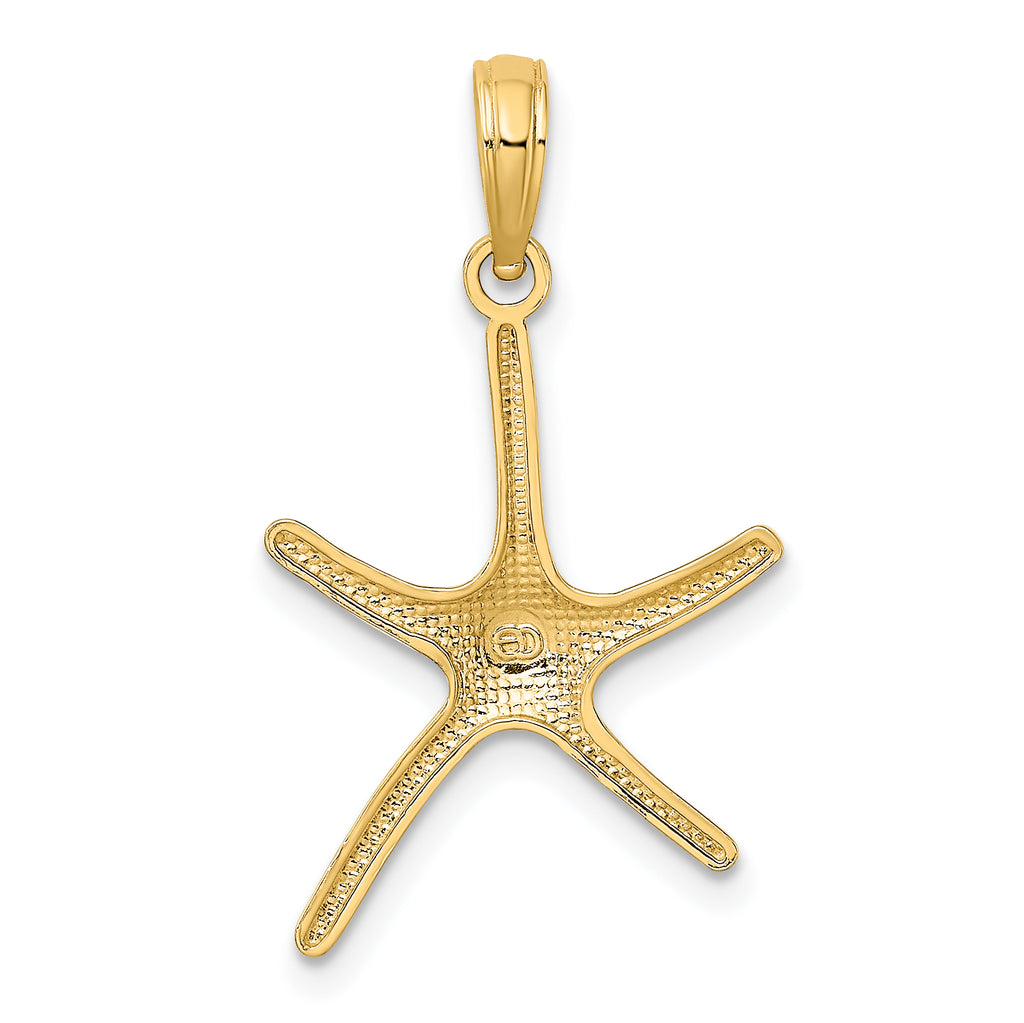 10K Yellow Gold Starfish Pendant Charm with 14K Yellow Gold Rope Chain Necklace 16'' X1509