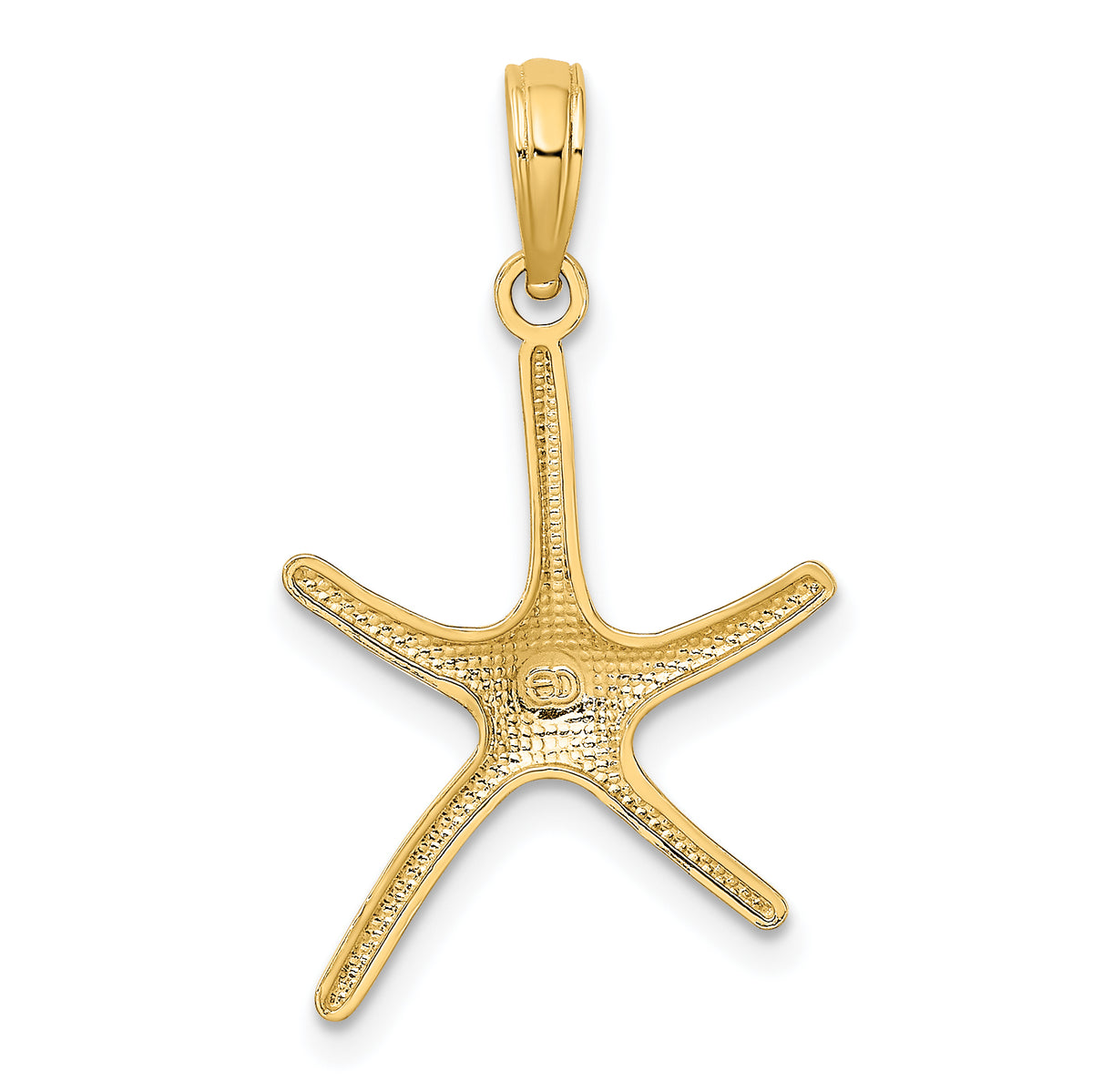 10K Yellow Gold Starfish Pendant Charm with 14K Yellow Gold Rope Chain Necklace 16'' X1509