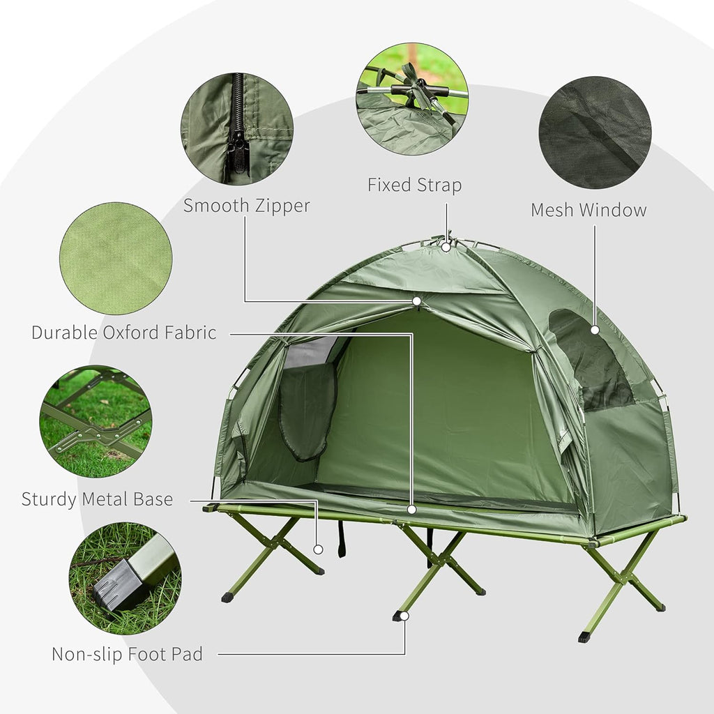 Compact Pop Up Folding Camping Cot Tent Combo Set J407094