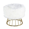 White/Gold Faux Fur Ottoman X5245