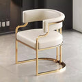 White Leather Tub Chair with Golden Metal Legs Y881187