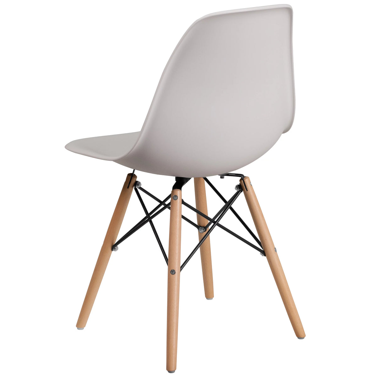 2 Pack White Plastic Chair with Wooden Legs Z39590