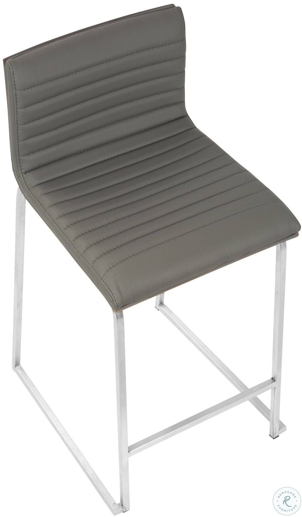 Counter Stool Set of 2 Walnut Grey E681405