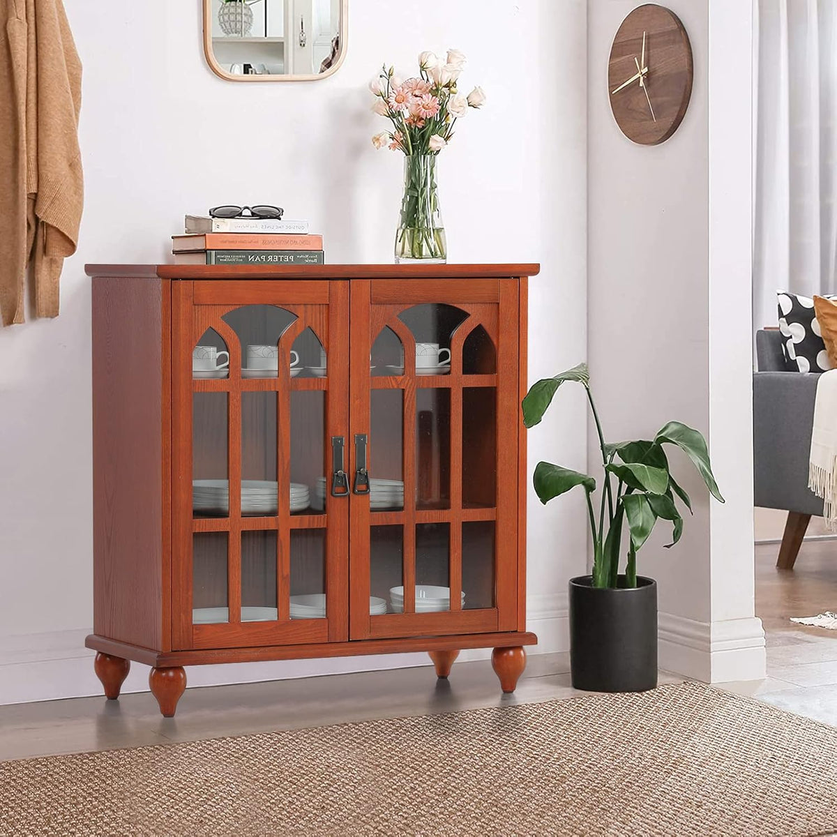 Buffet & Sideboard Storage Cabinet with Glass Doors I13381
