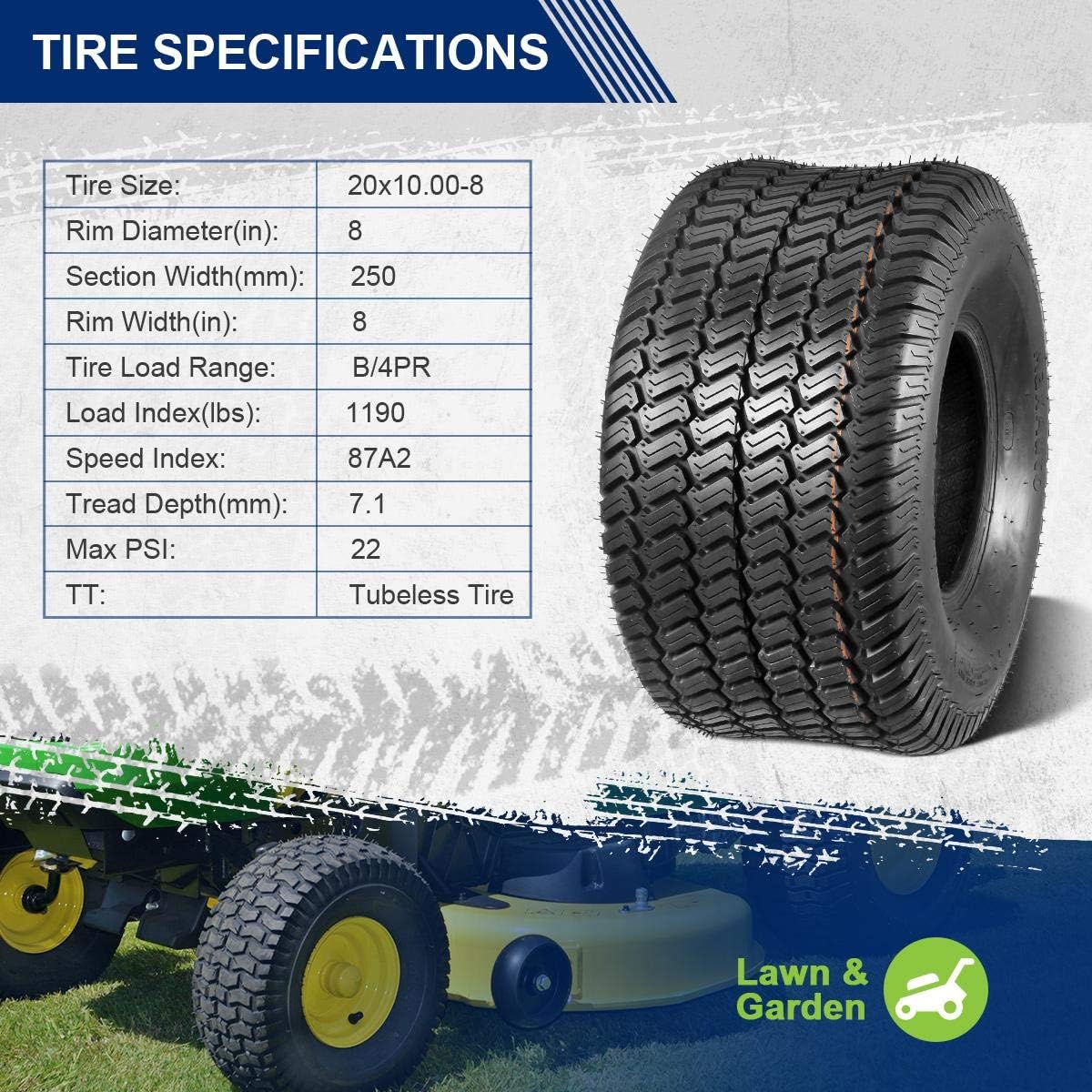 2 Pcs 20x10-8 Turf Tires Z363