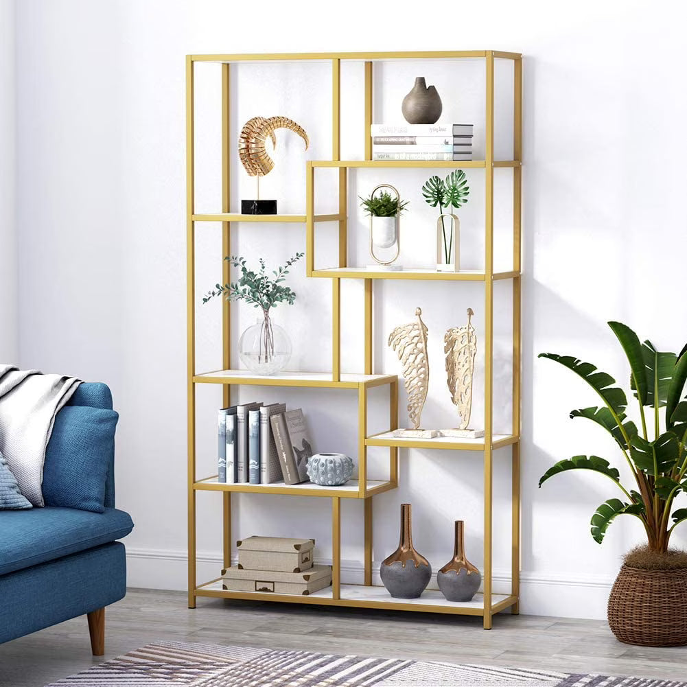 Gold 8 Shelves Etagere Bookcase J633303